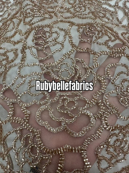 Poixy Tulle Guipure Style Beaded Fabric