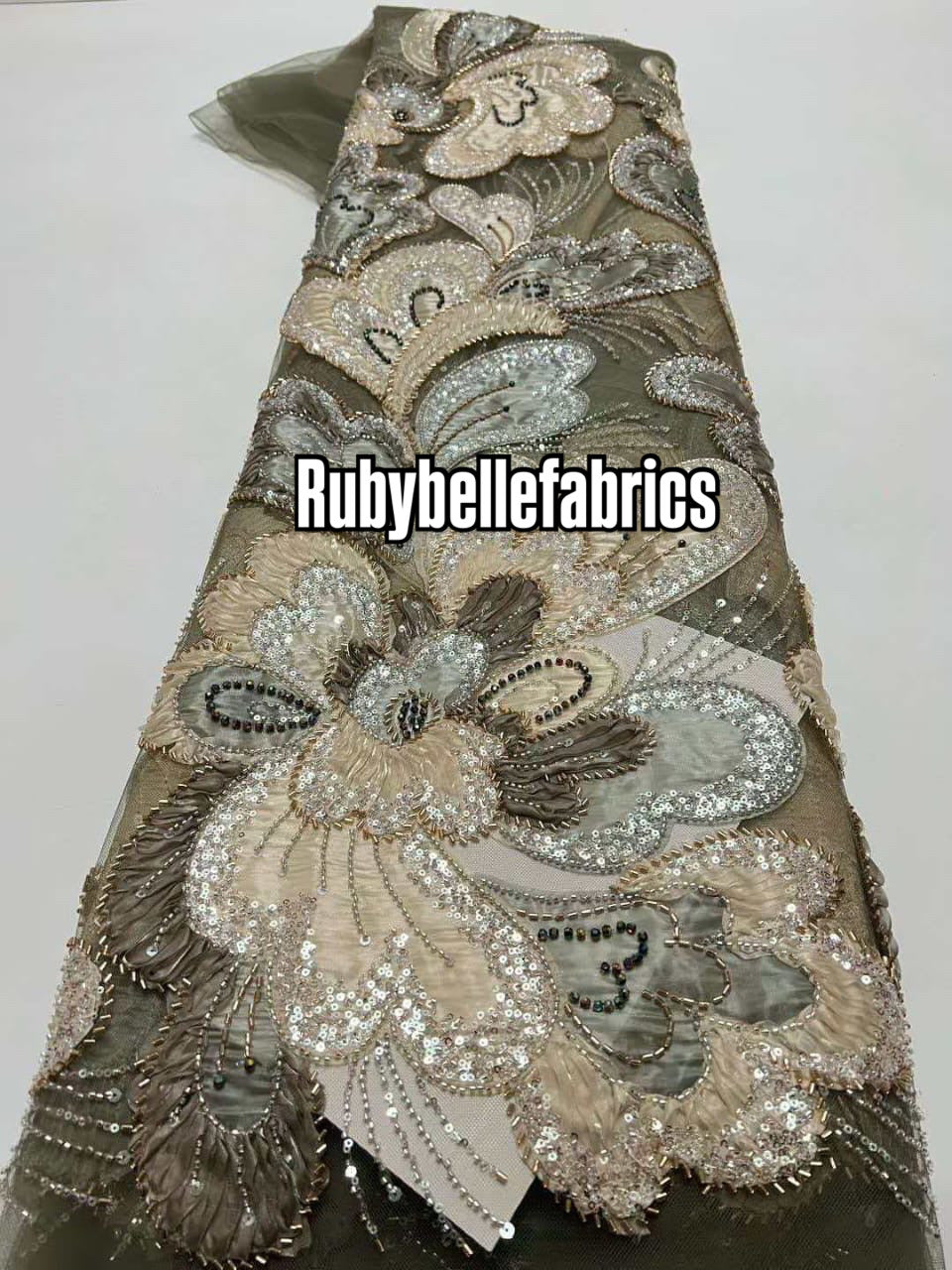 Astysx Beaded Sequin Lace Fabric