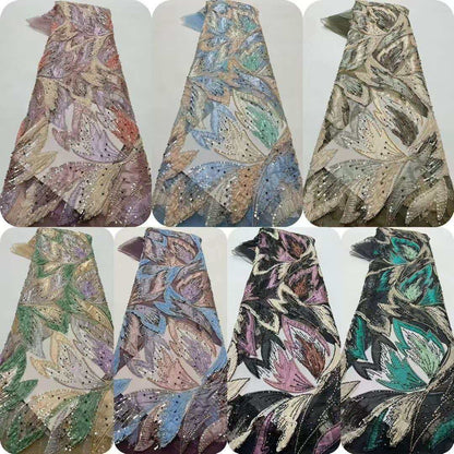 Estic swirling leaf motif couture fabric