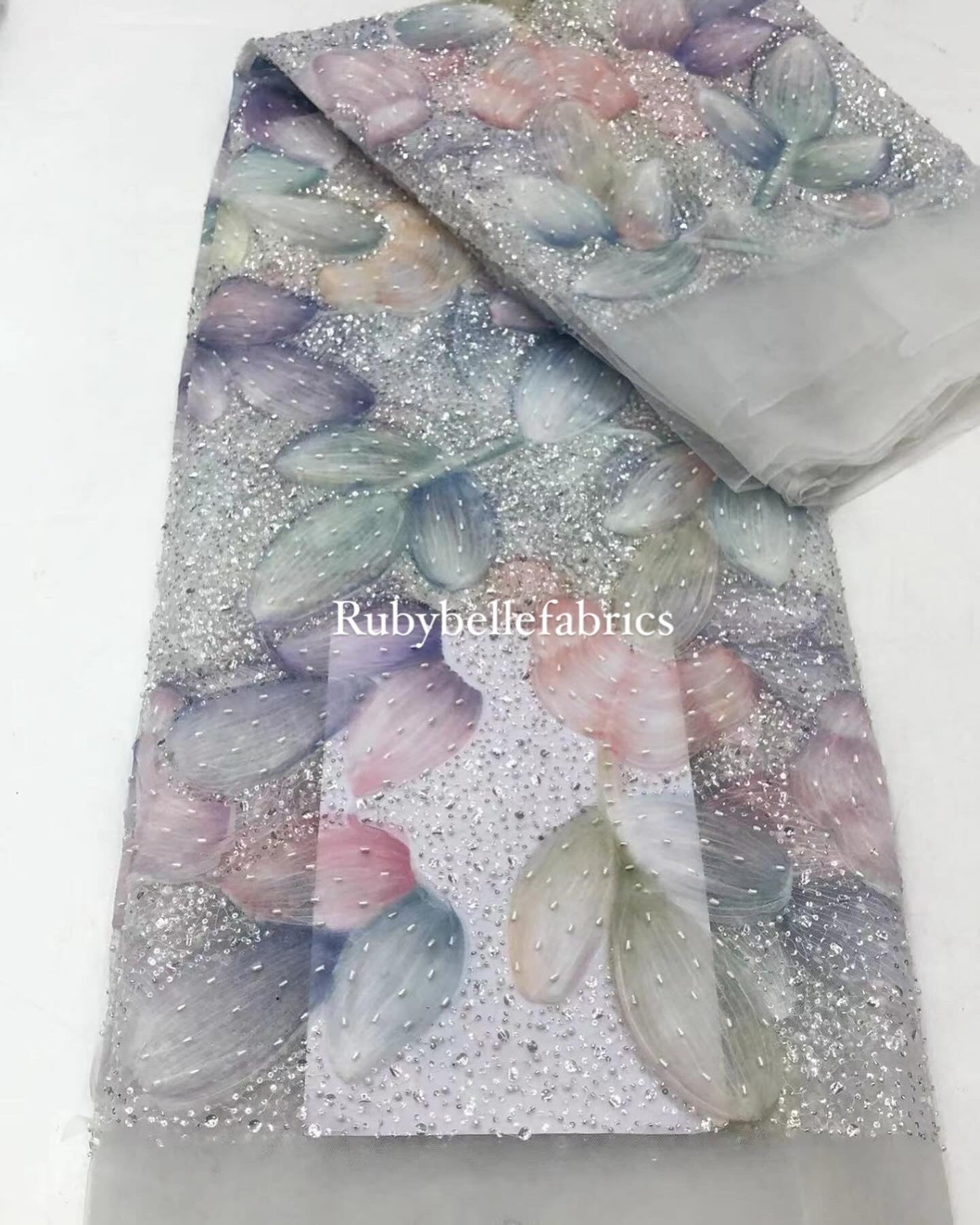 Hezzle Quality Floral Beaded Fabric