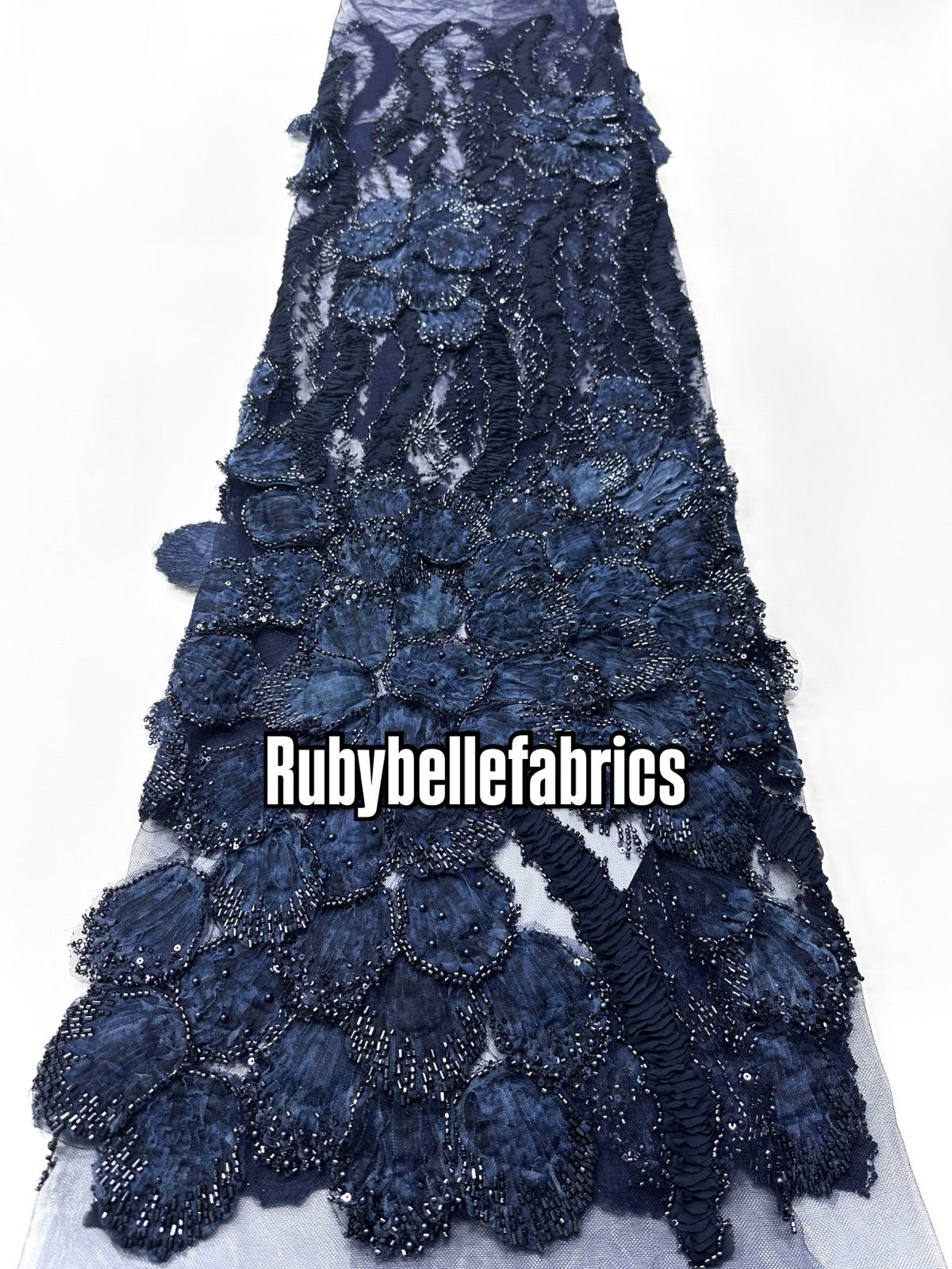 Peruse Beaded Scallop Petal Lace Fabric