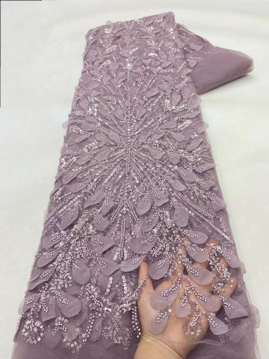 Ivea 3D Beaded Luxury Fabric - Mauve