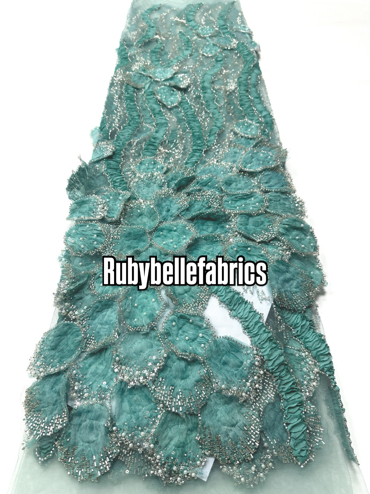 Peruse Beaded Scallop Petal Lace Fabric