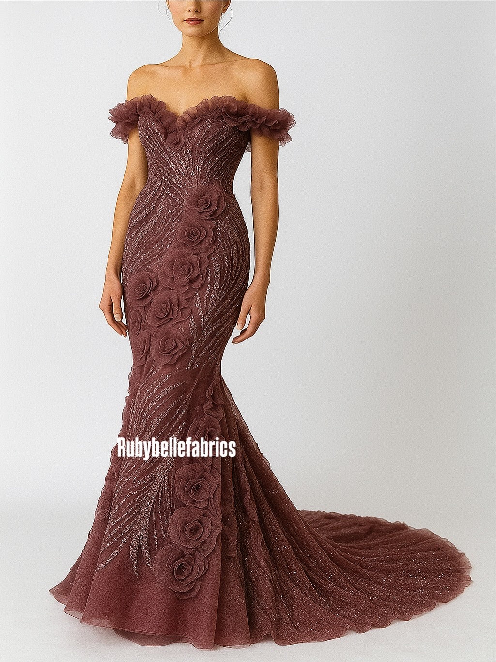 Urkey Roses 3D Sequin couture fabric