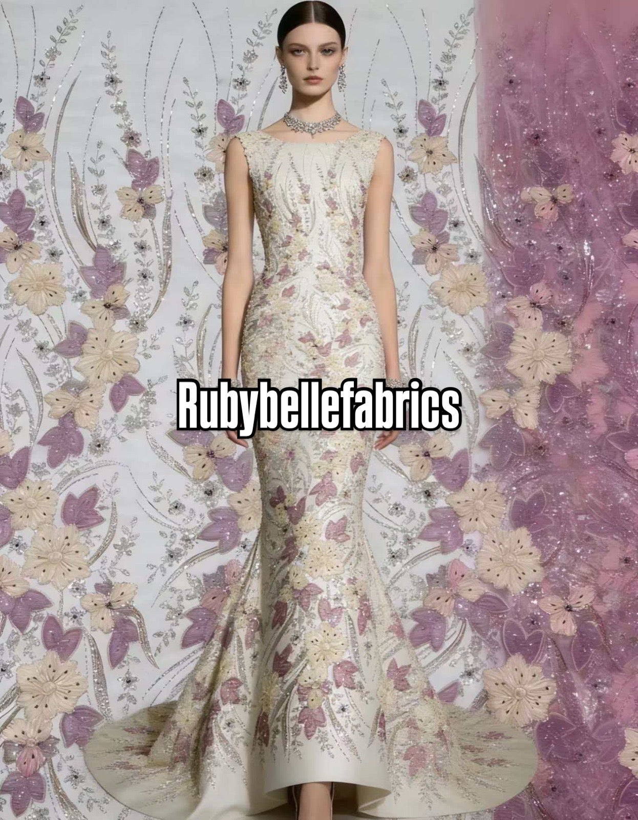 Ozen Velvet Mix Beaded Fabric