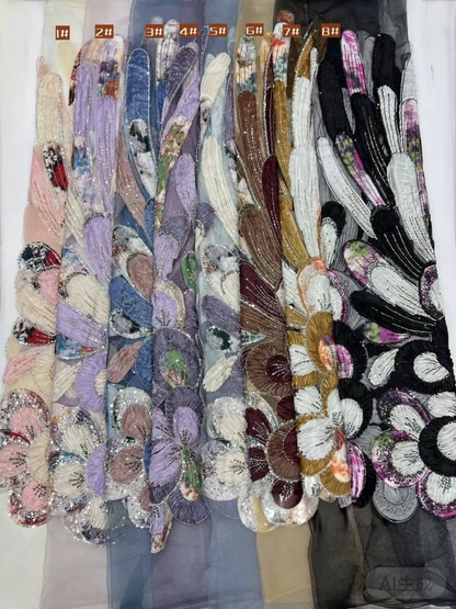 Arger Luxury Floral Beaded Sequin Fabric