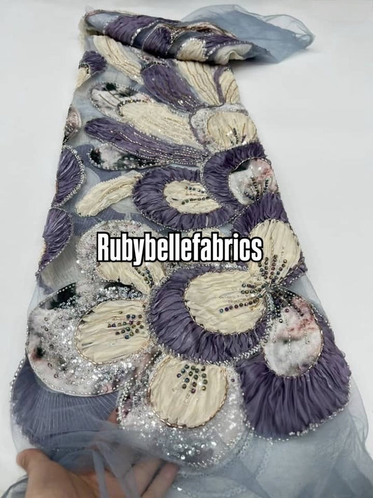 Arger Luxury Floral Beaded Sequin Fabric