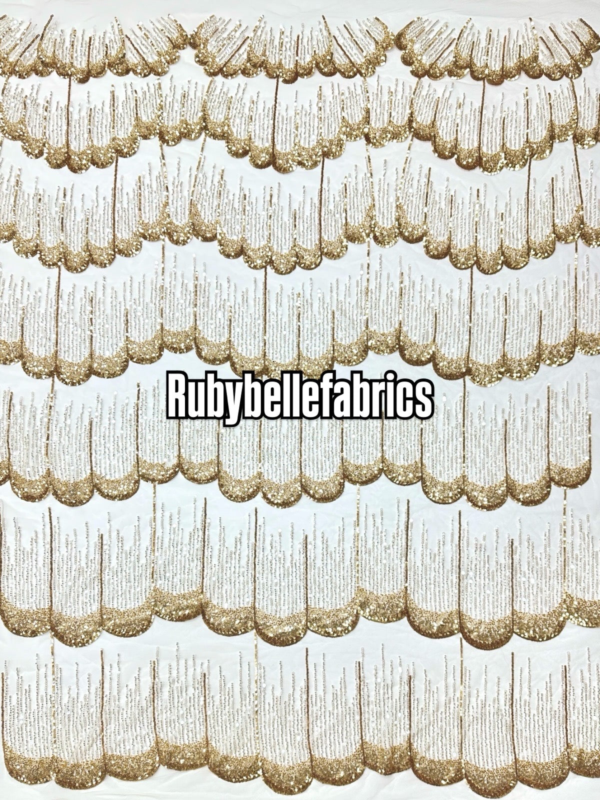 Figule Luxury Scallop Beaded Fabric
