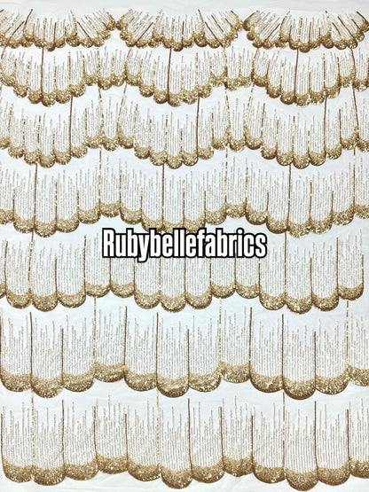 Figule Luxury Scallop Beaded Fabric