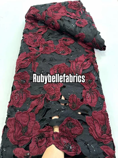 Ipped 3D Luxury Deluxe Floral Beaded Fabric