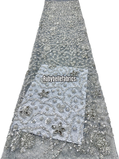 Aprain Luxury 3D Floral Beaded Stone Fabric