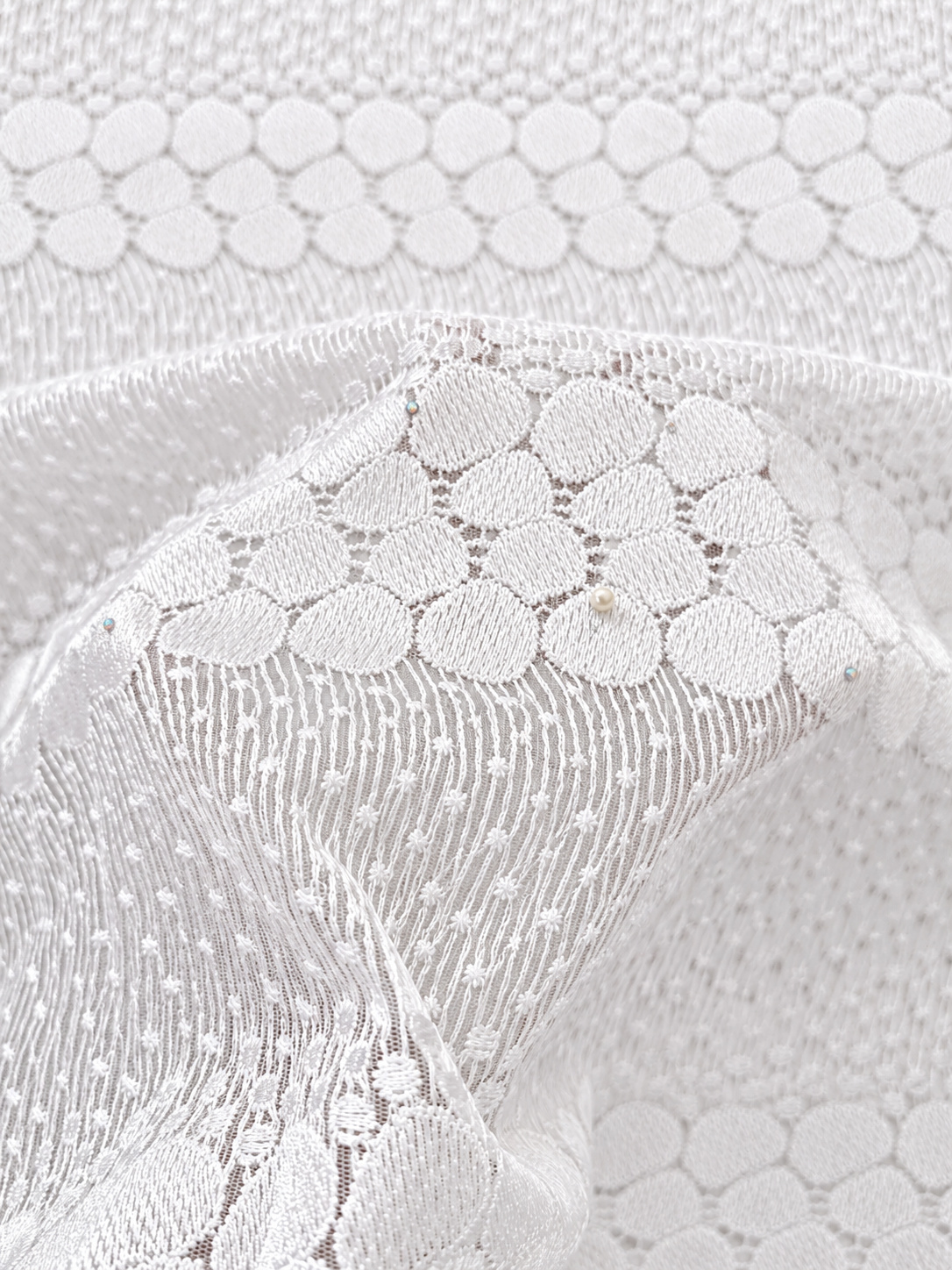 Ersion White Embroidered Lace Fabric
