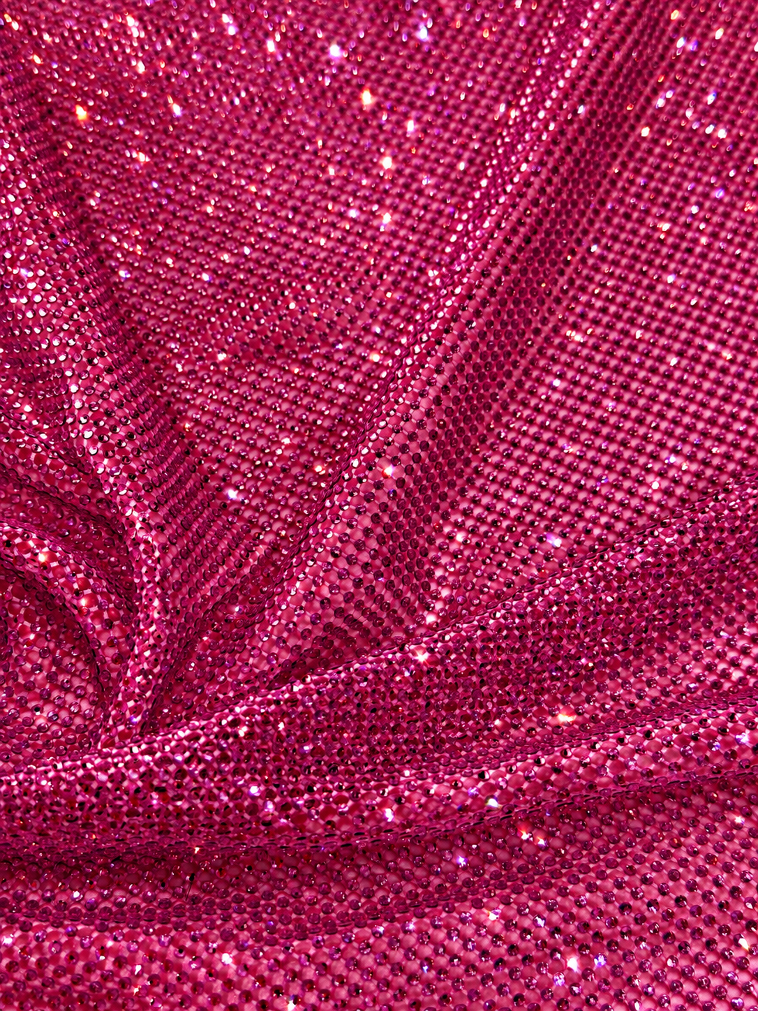 Aryl Bling Stones Fish Net Luxury Handmade Fabric - Fuchsia Pink