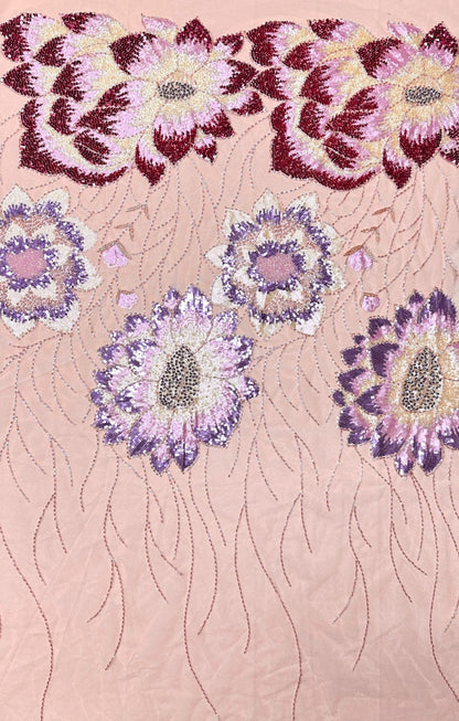 Enat Beaded Petal Sequin Lace Fabric