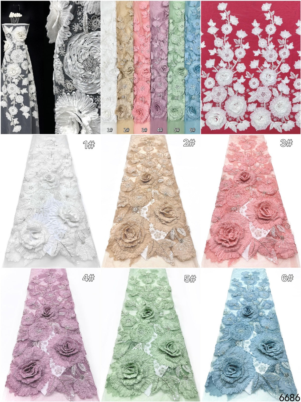 Arstone 3D Luxury Beaded Fabric