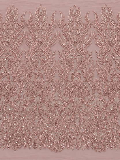 Hua Luxury Beaded Fabric - Blush Pink
