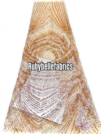 Ivlex Beaded Sequin Lace Fabric