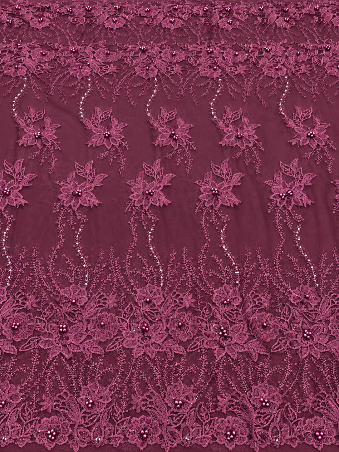 Eady 3D Floral Fabric - Dark Plum