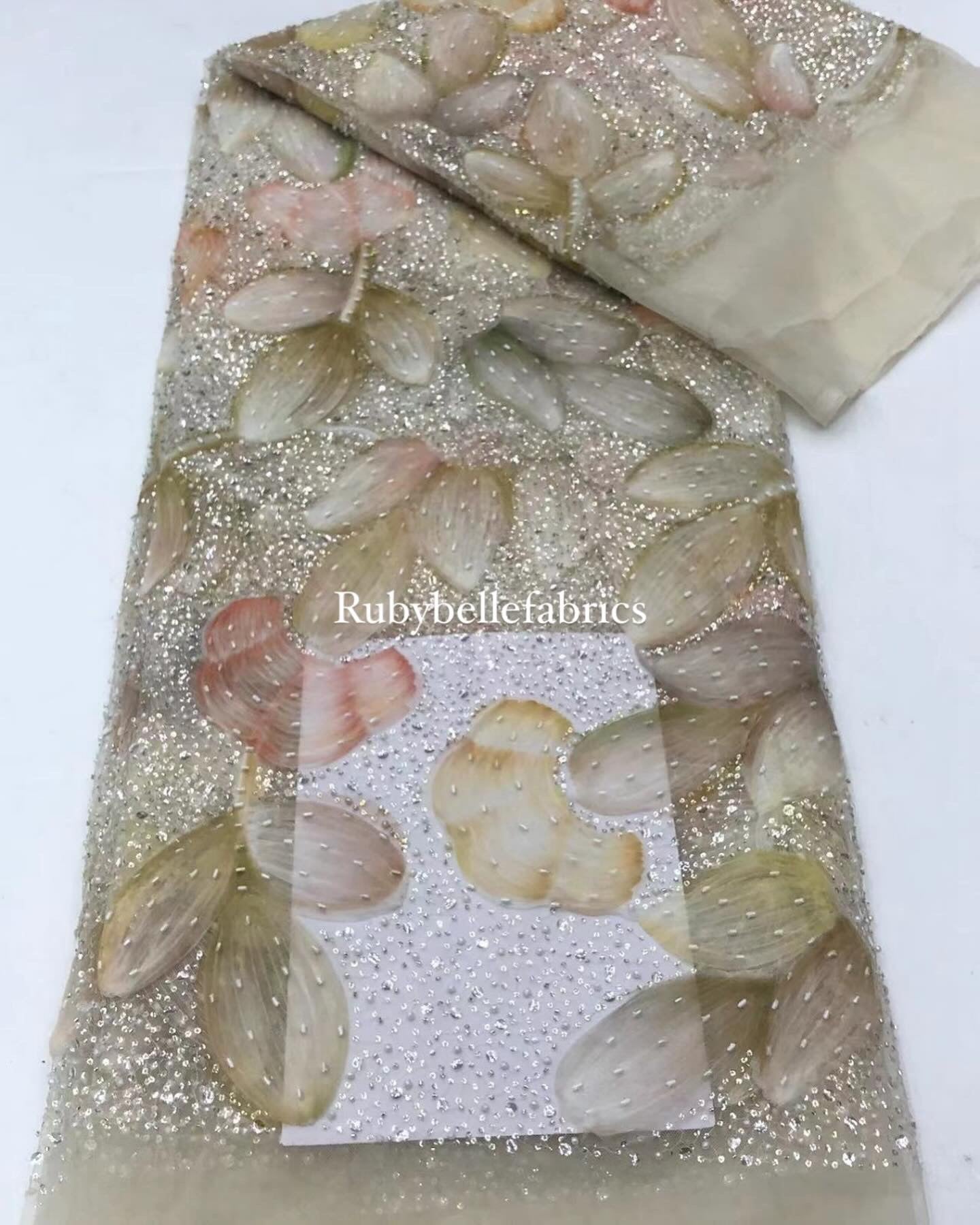 Hezzle Quality Floral Beaded Fabric