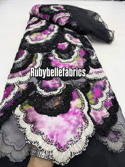 Atia Luxury Floral Beaded Sequin Fabric