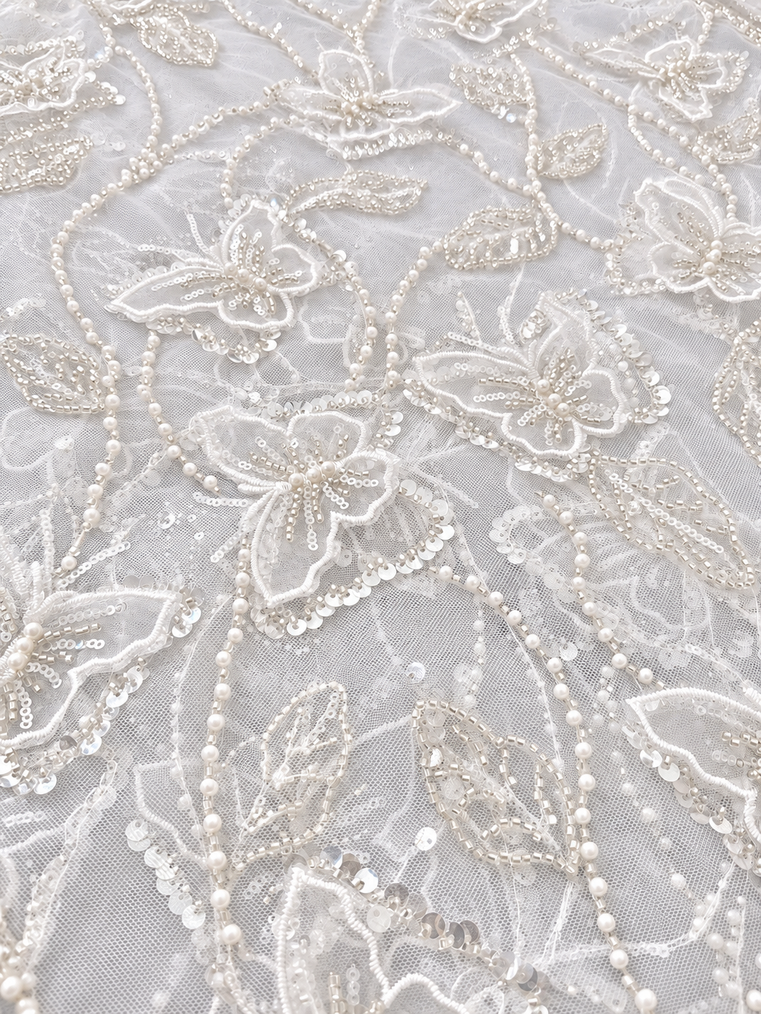 Butterfly 3D High Quality Fabric - White