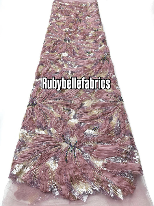 Econd Deluxe Luxury Floral Sequin beaded Fabric