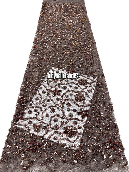 Aprain Luxury 3D Floral Beaded Stone Fabric