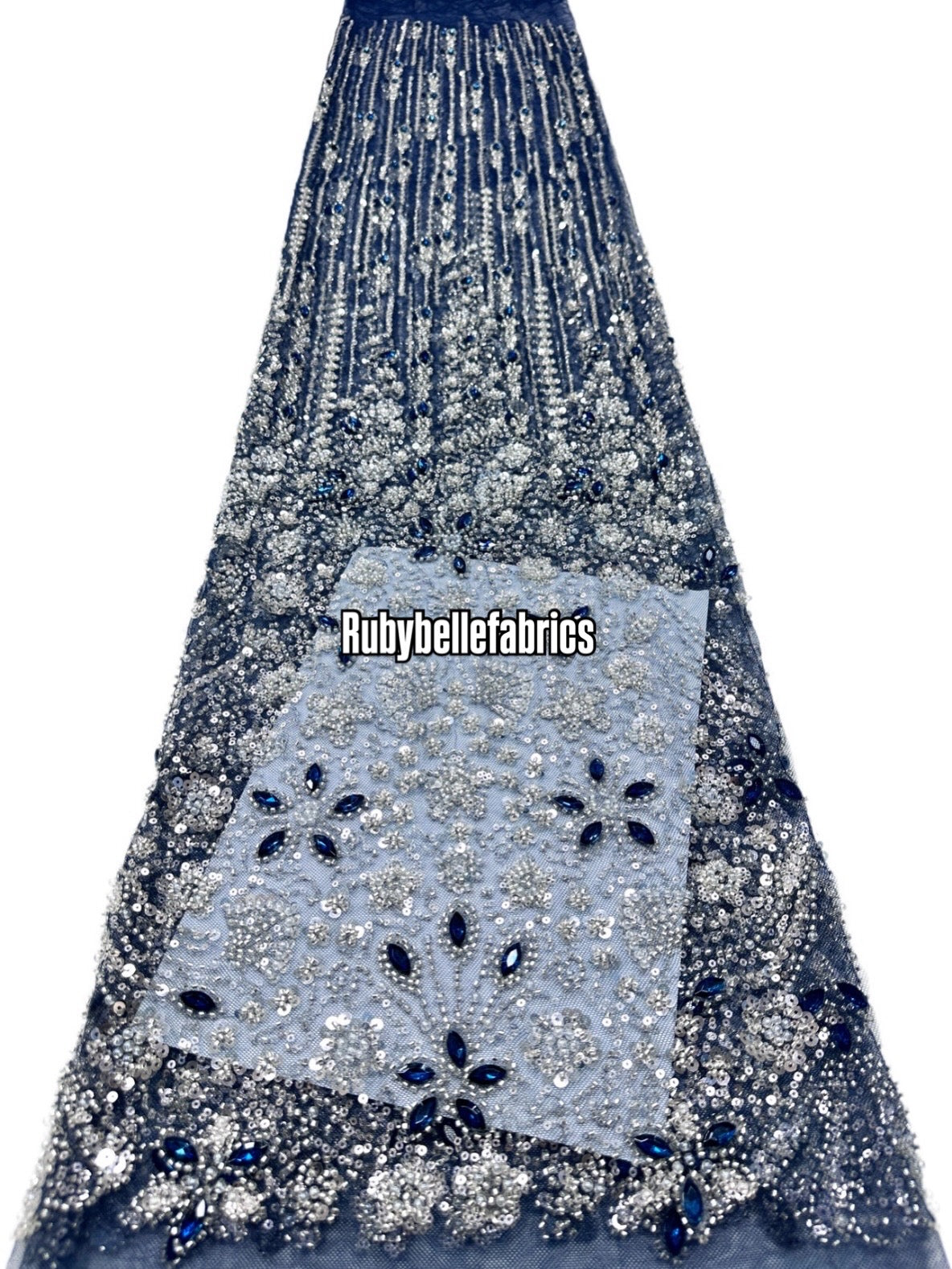Atch Luxury 3D Floral Beaded Stone Fabric