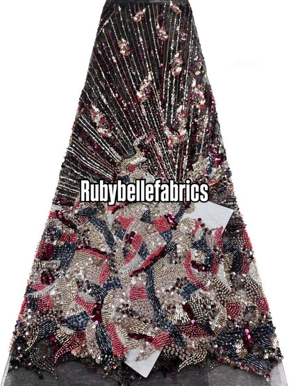 Ittle Luxury 3D Floral Beaded Fabric