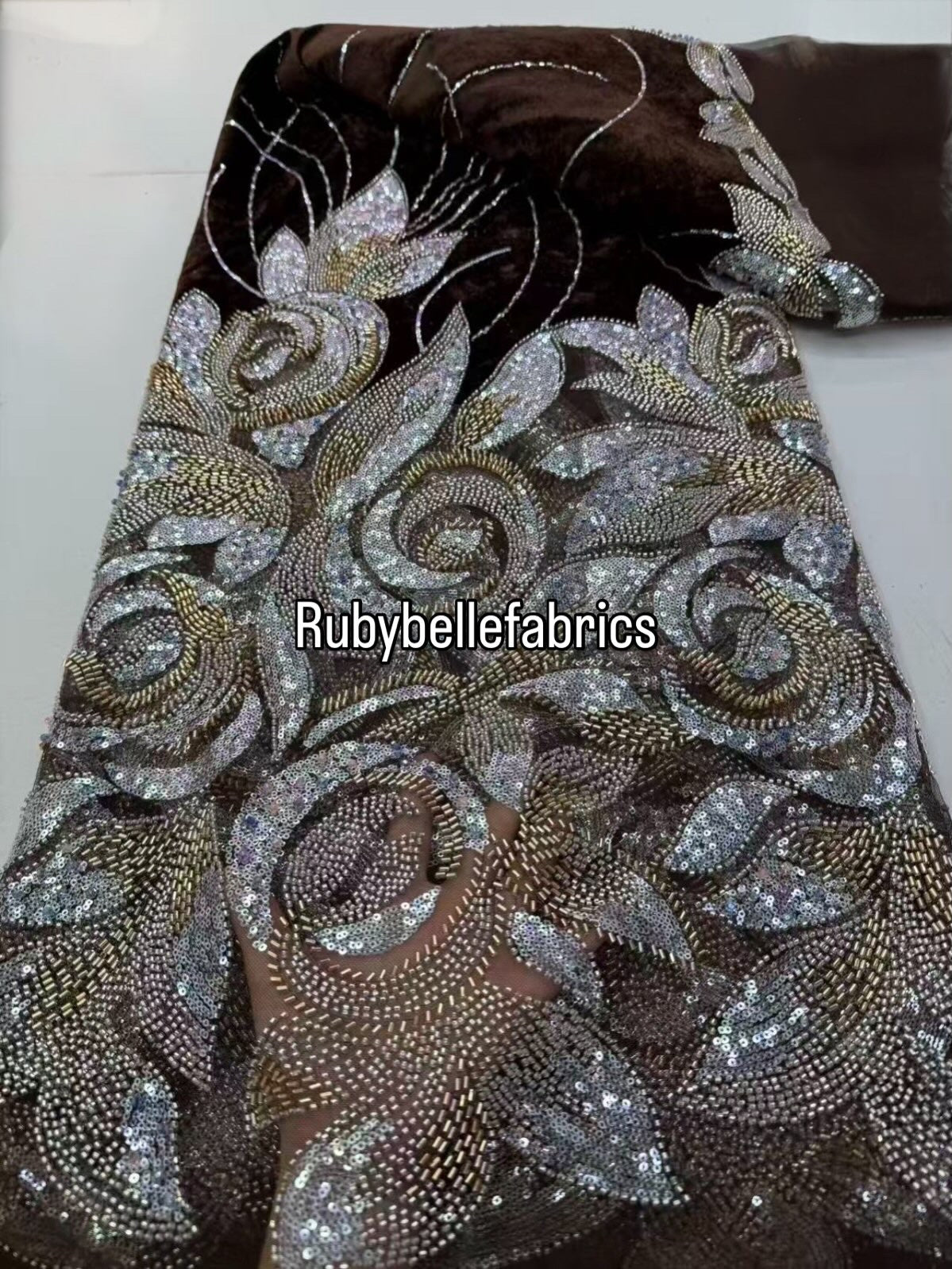 Orsley High Quality Beaded Velvet Fabric