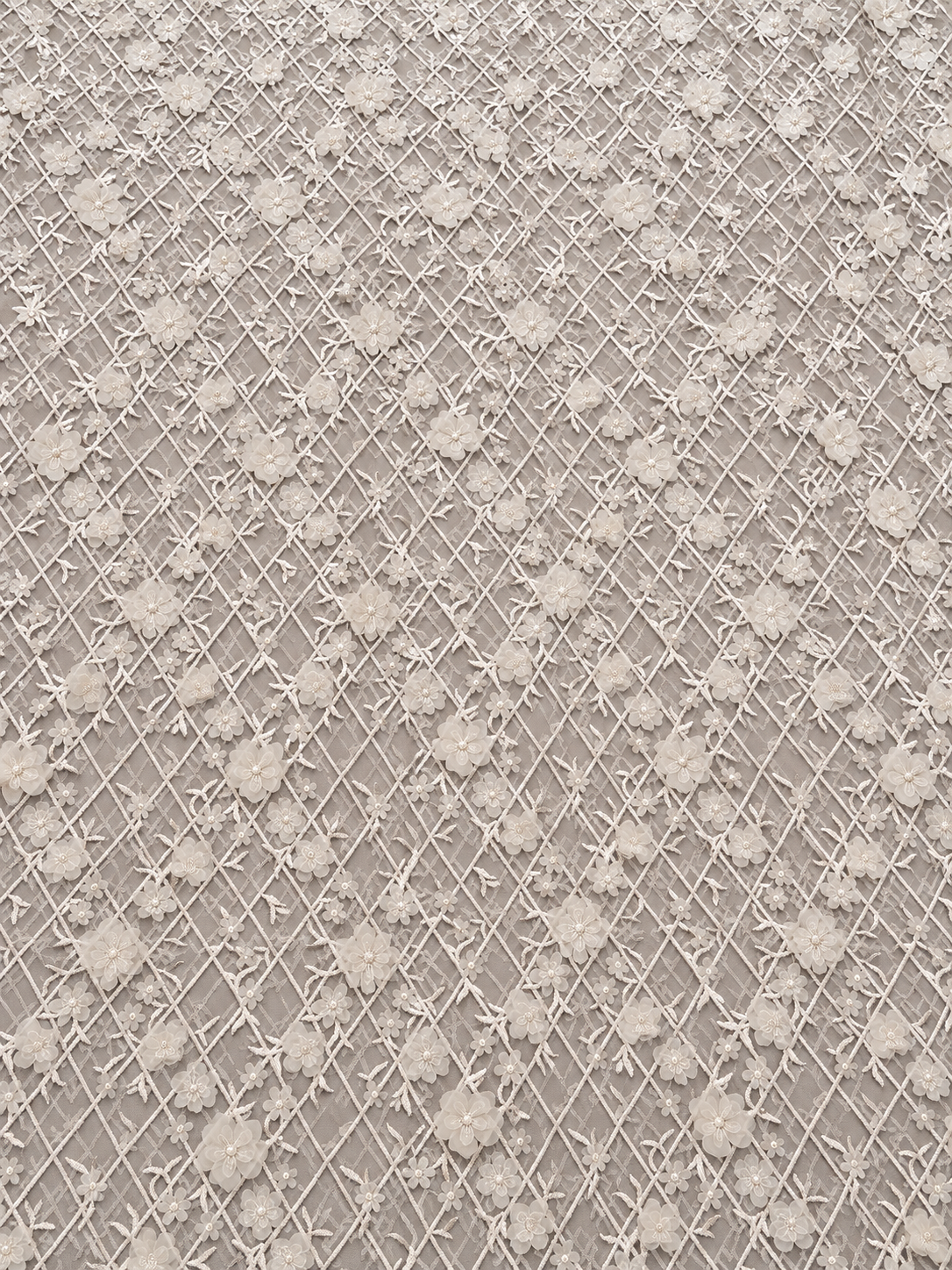 Berdeen 3D Floral Fabric - Light Grey