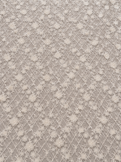 Berdeen 3D Floral Fabric - Light Grey