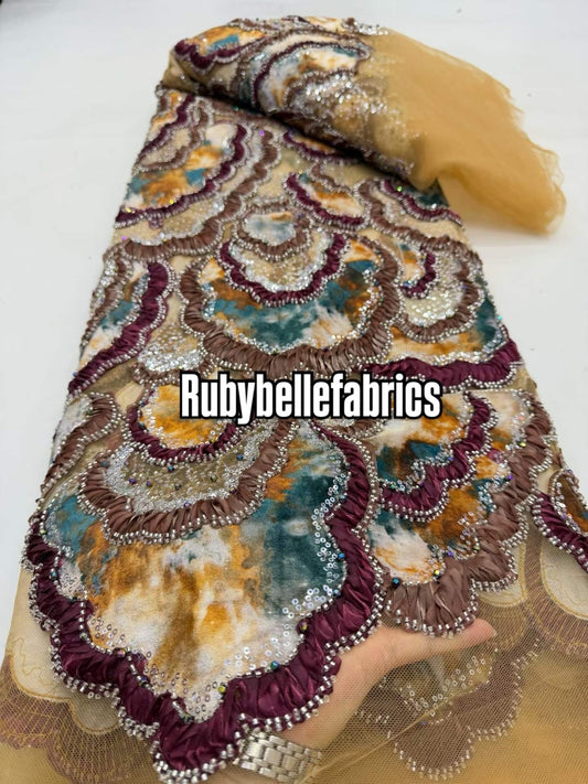 Atia Luxury Floral Beaded Sequin Fabric