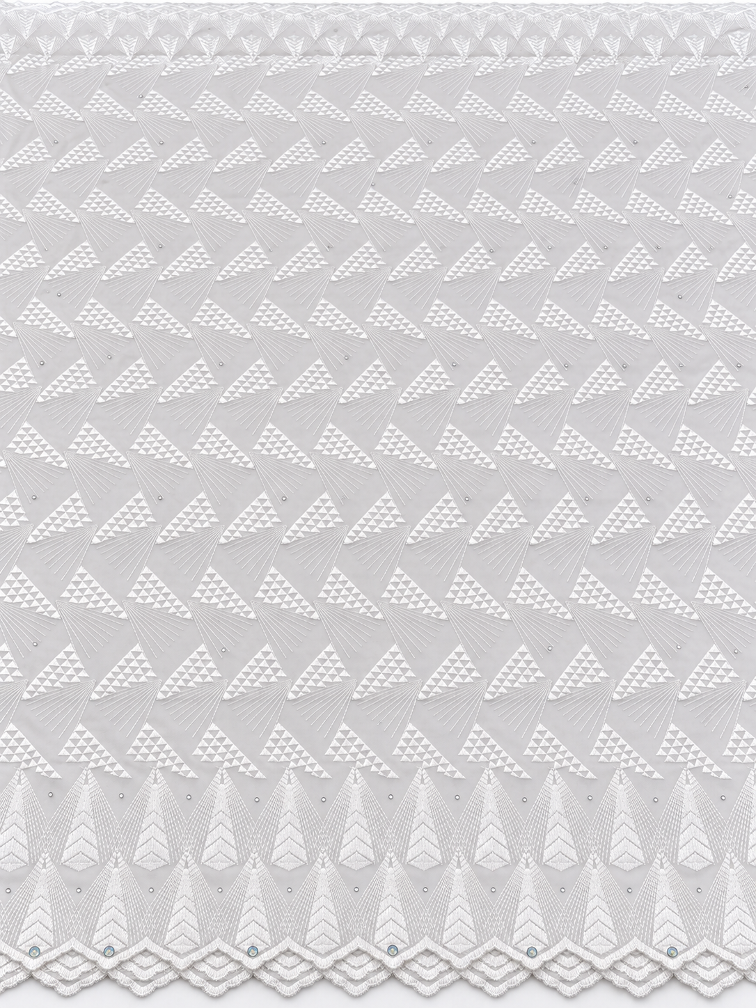 Ower White Embroidered Voile Lace Fabric