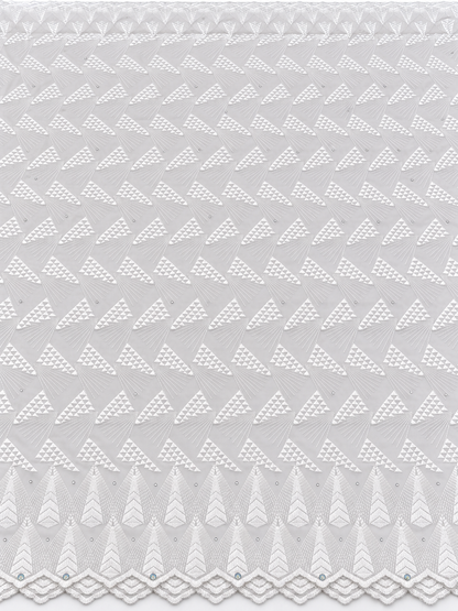 Ower White Embroidered Voile Lace Fabric