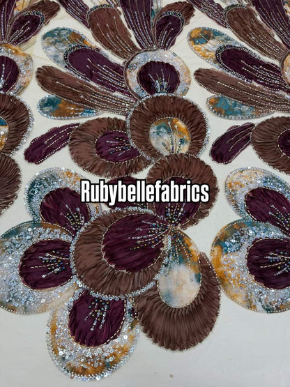 Arger Luxury Floral Beaded Sequin Fabric