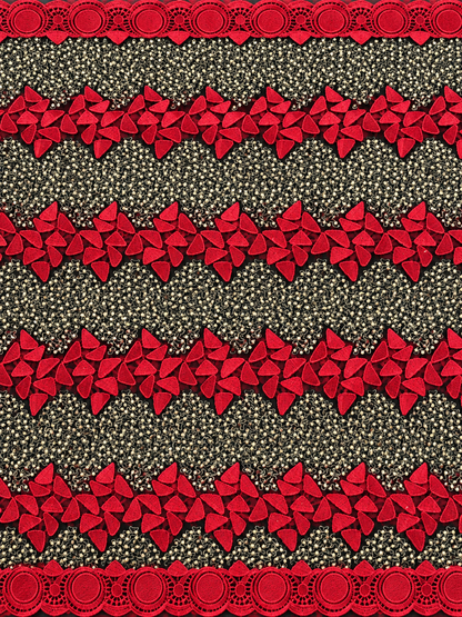 Sunderland Tulle Fabric - Red/Beige