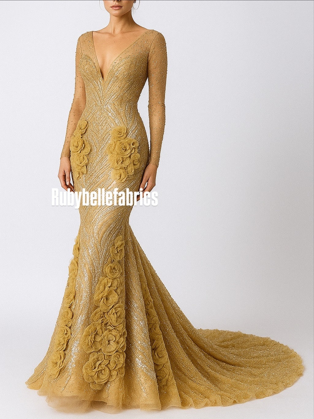 Urkey Roses 3D Sequin couture fabric