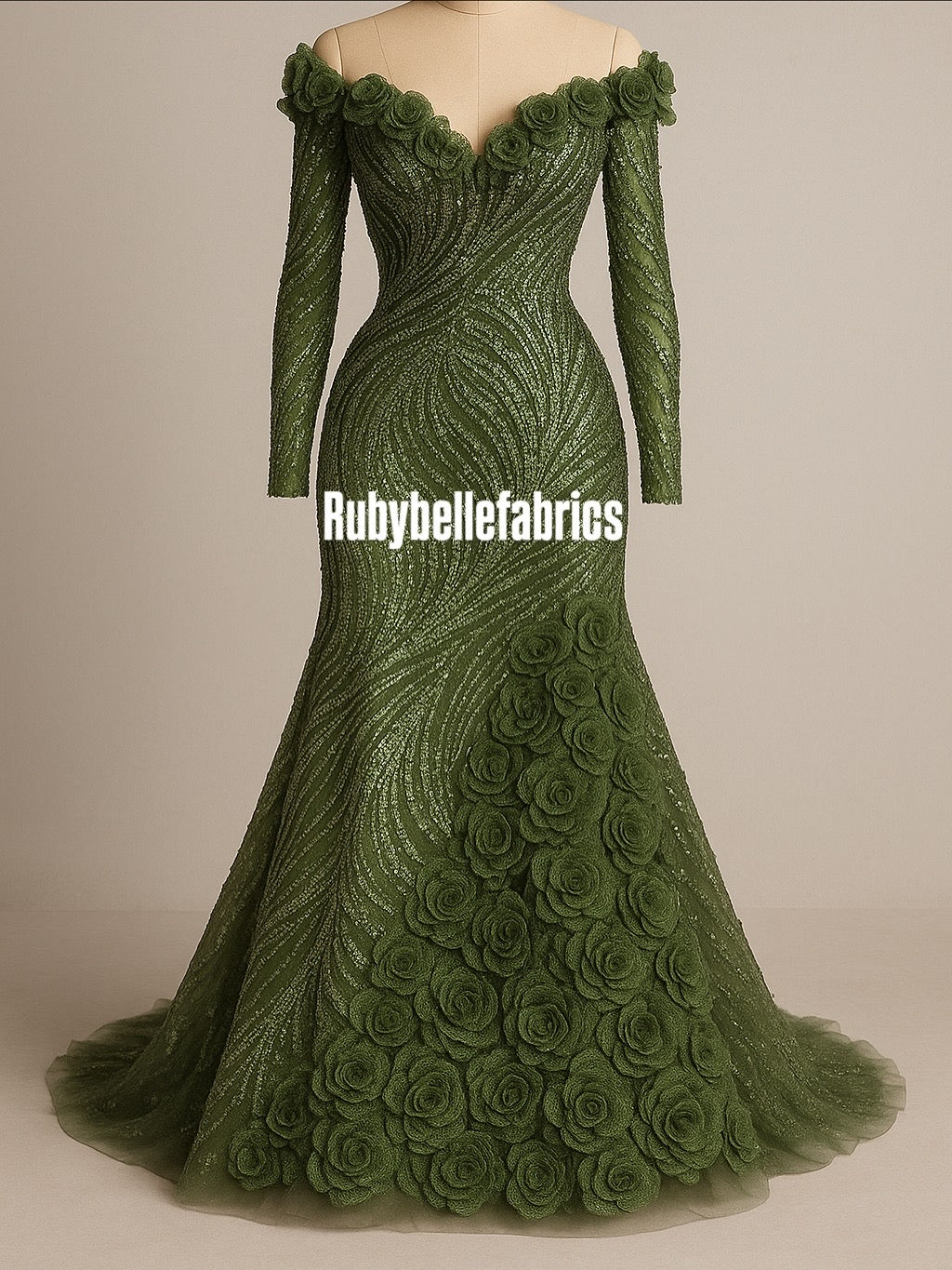 Urkey Roses 3D Sequin couture fabric