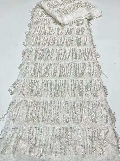 Luxury Fringe Pastel Sequin Lace Fabric – Premium Lace Couture Fabric