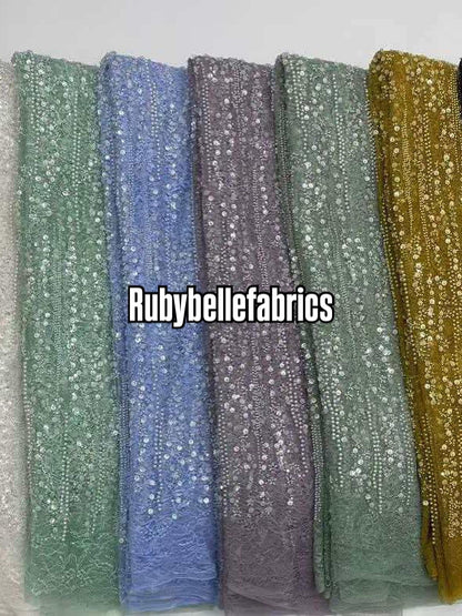 Alonxy Beaded Floral Fabric