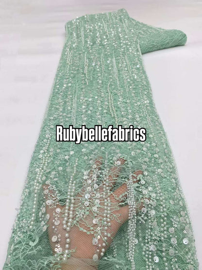 Alonxy Beaded Floral Fabric