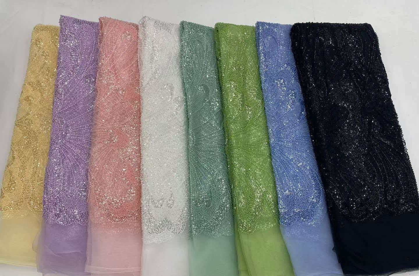 Uilt Wavy Beaded Fabric