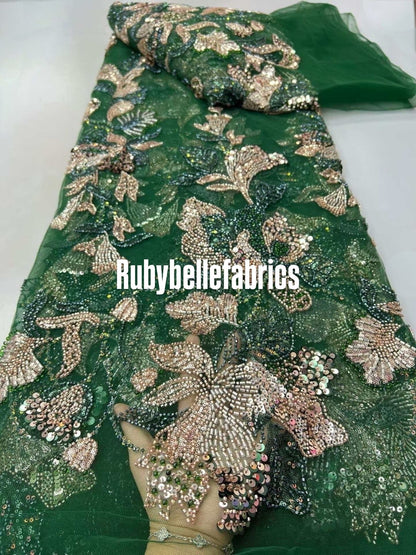 Ladryke Luxury Floral Beaded Fabric
