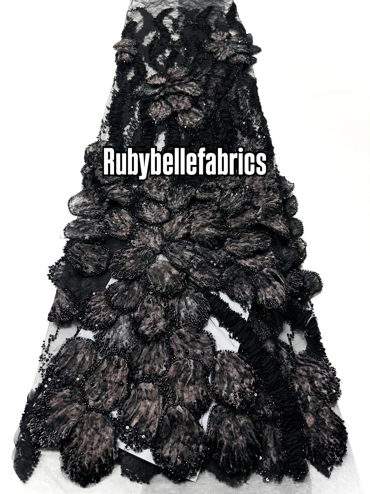 Peruse Beaded Scallop Petal Lace Fabric