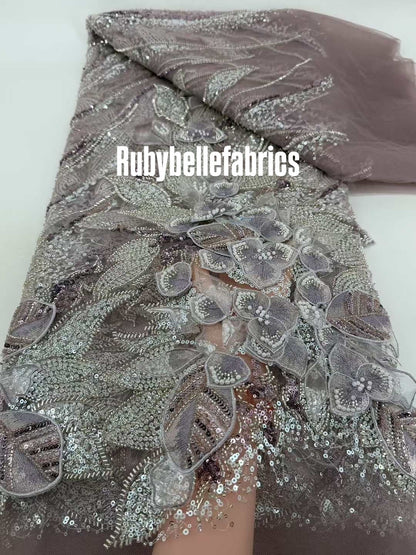 Hexille 3D Beaded Petal Couture Fabric