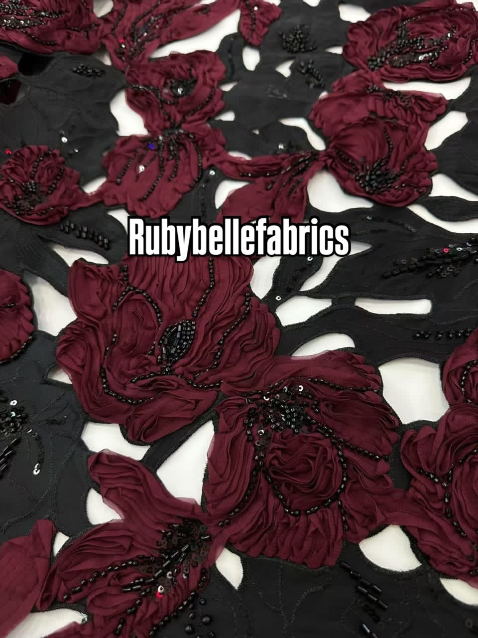 Ipped 3D Luxury Deluxe Floral Beaded Fabric