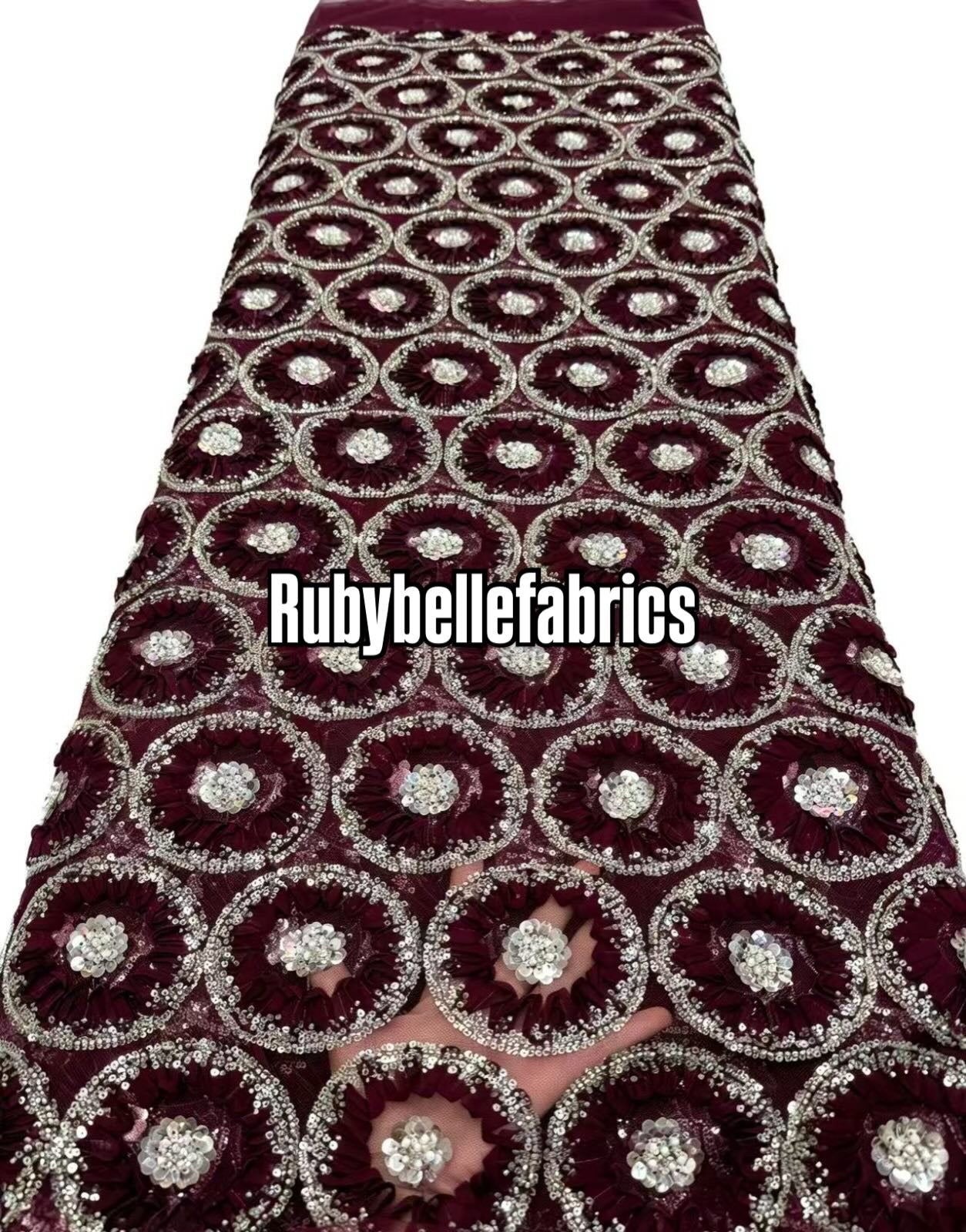 Honex Round Beaded Floral Fabric
