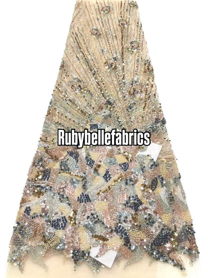 Ittle Luxury 3D Floral Beaded Fabric