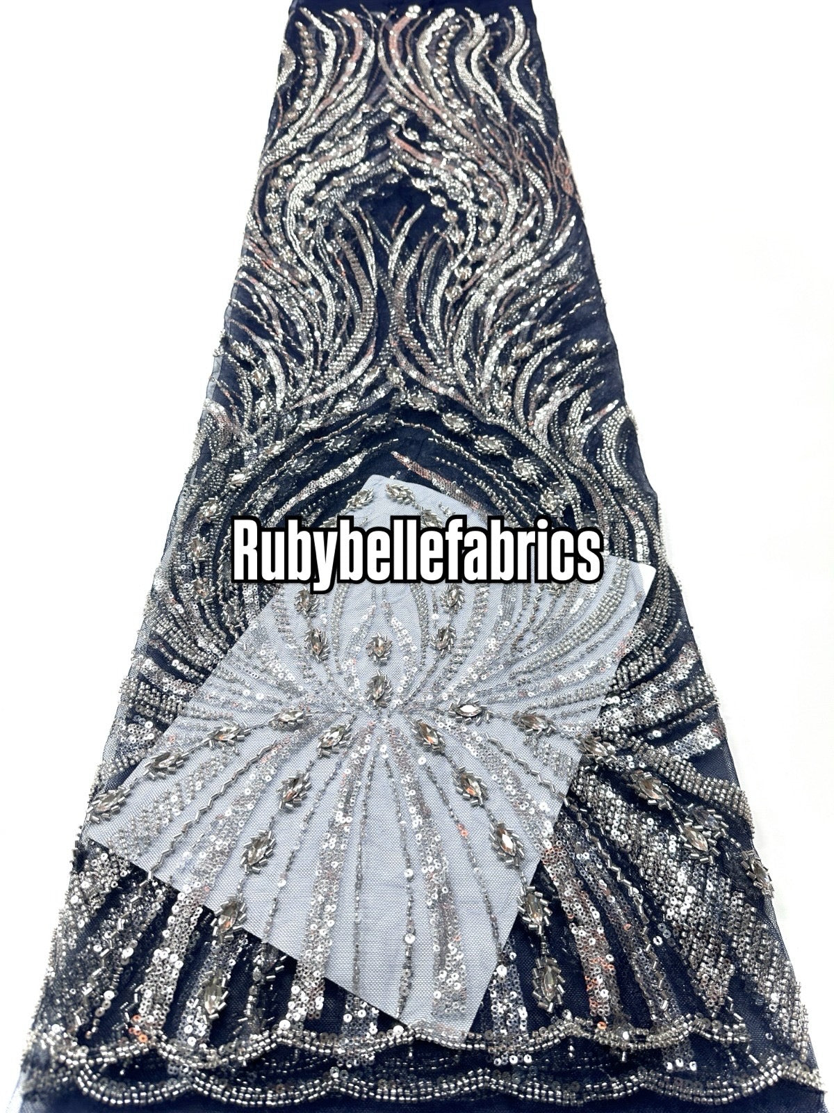 Arquise Crystal Beads Lace Fabric